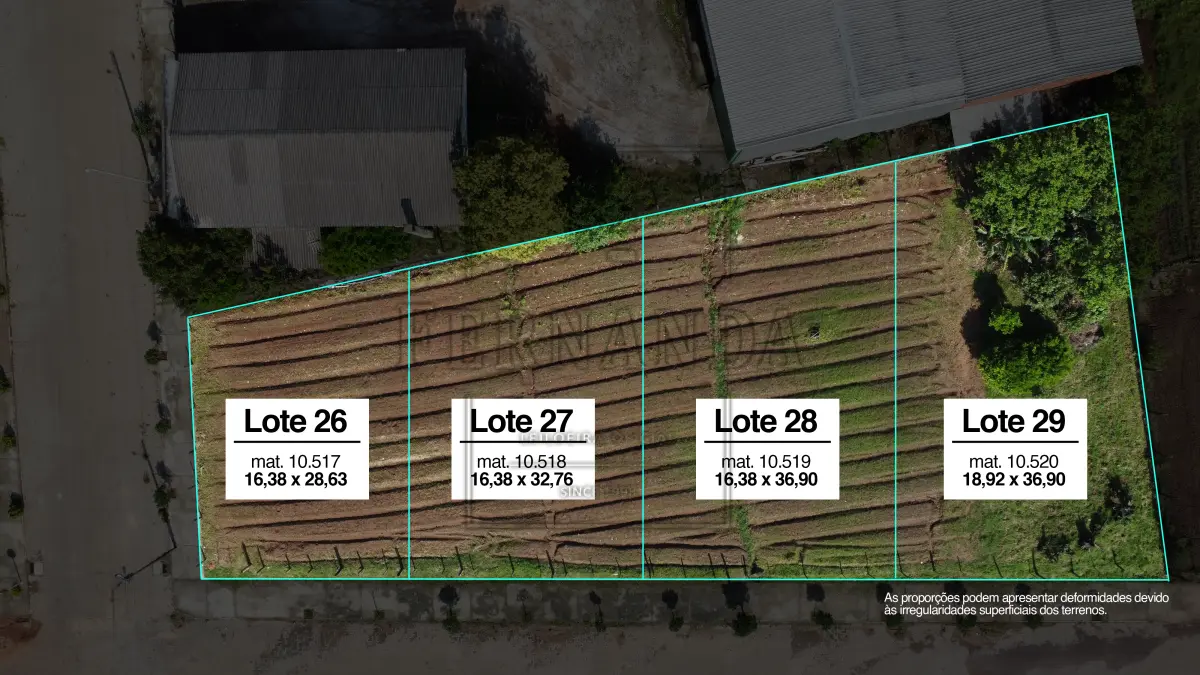 LOTE 020 - Um terreno, localizado no lote n°27, na Rua Vicente Cardoso, medindo 16,38 x 32,76, com área superficial de 491,12m². Avaliado em R$ 66.300,00.